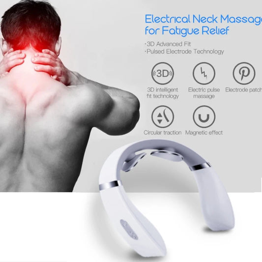 Electric Neck Shoulder Pulse Massager Kneading TENS Magnetic Pulse Heating Cervical Vertebra Relax Pain Relief Massage
