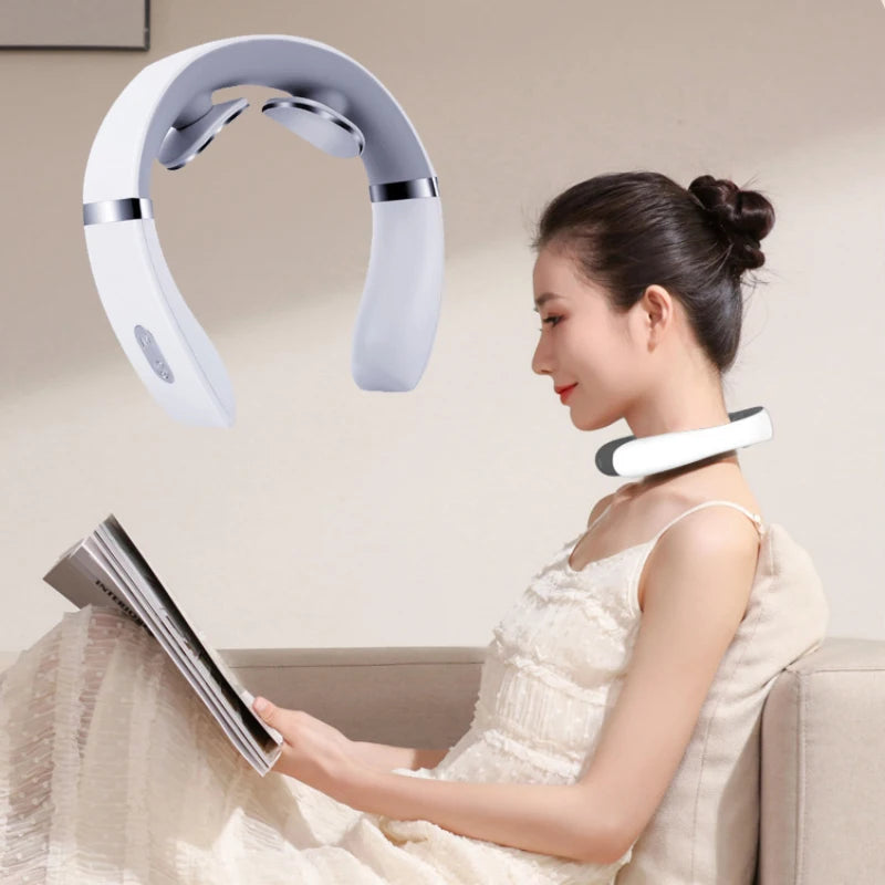 Electric Neck Shoulder Pulse Massager Kneading TENS Magnetic Pulse Heating Cervical Vertebra Relax Pain Relief Massage