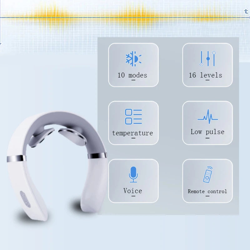Electric Neck Shoulder Pulse Massager Kneading TENS Magnetic Pulse Heating Cervical Vertebra Relax Pain Relief Massage