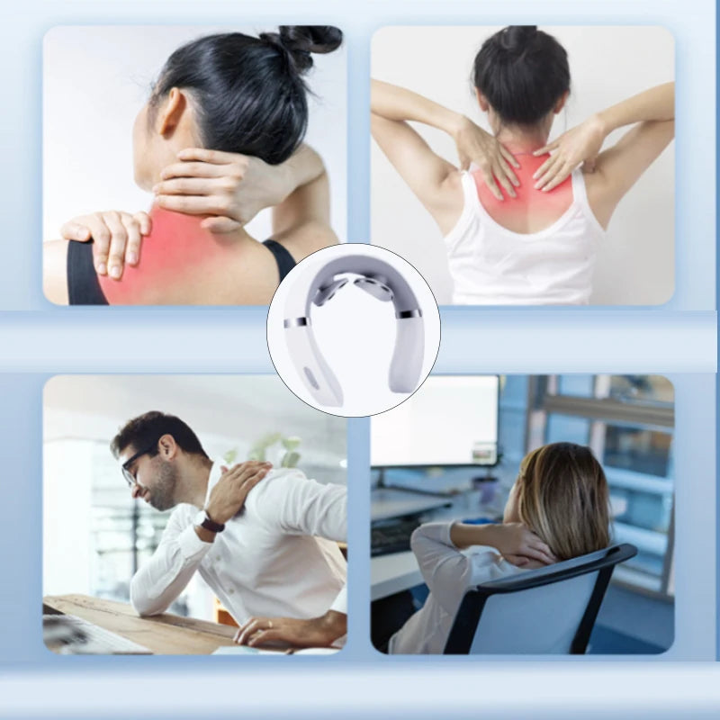 Electric Neck Shoulder Pulse Massager Kneading TENS Magnetic Pulse Heating Cervical Vertebra Relax Pain Relief Massage